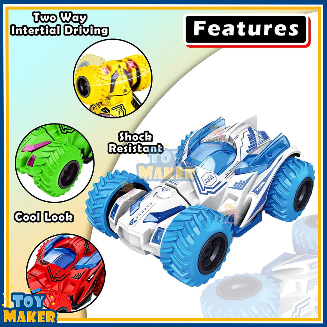 Monster Truck Friction Powered Push And Go Toy Red Stunt Car