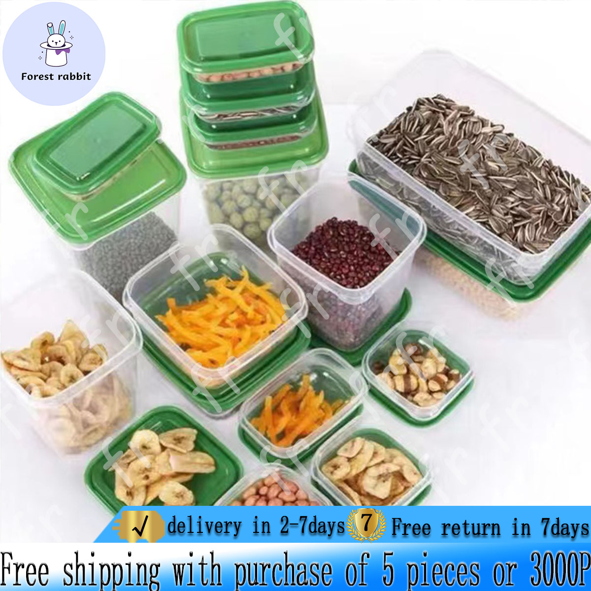 17pcs Food Storage Box Sealed Container Refrigerator Grain Beans