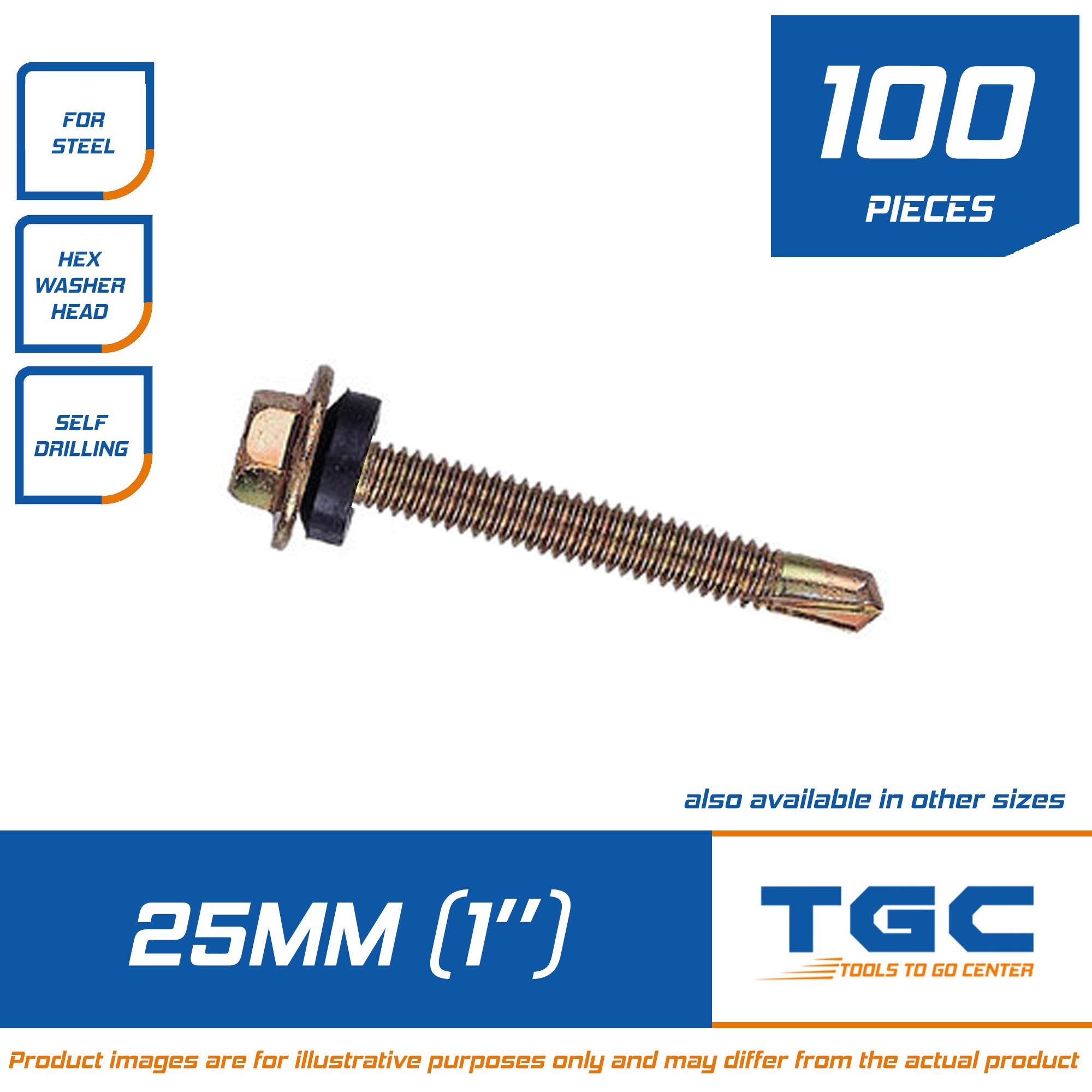 100 PCS Tekscrew 12 x 25 mm for steel or Metal Teks Screw 1 inch Tek Screw Tetanized 4.8mm x