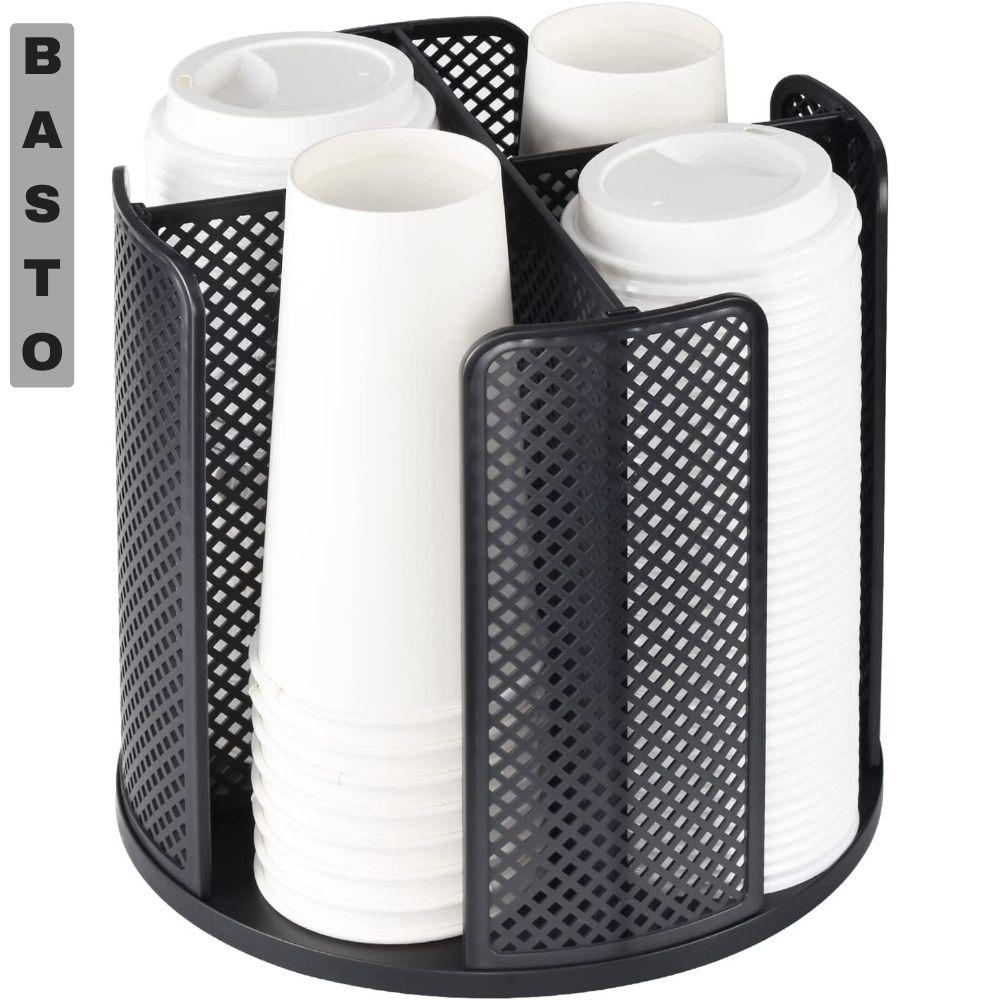 Desktop Rotary Grid Paper Cup Holder Multifunctional Storage Rack