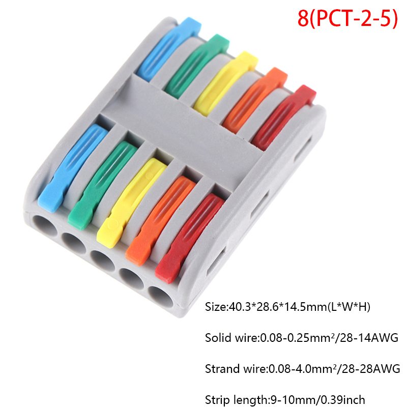 ⚙sme🔩5pcs Wire Connectors Pct-222 Terminal Block Conductor Spl-2 3 Push 