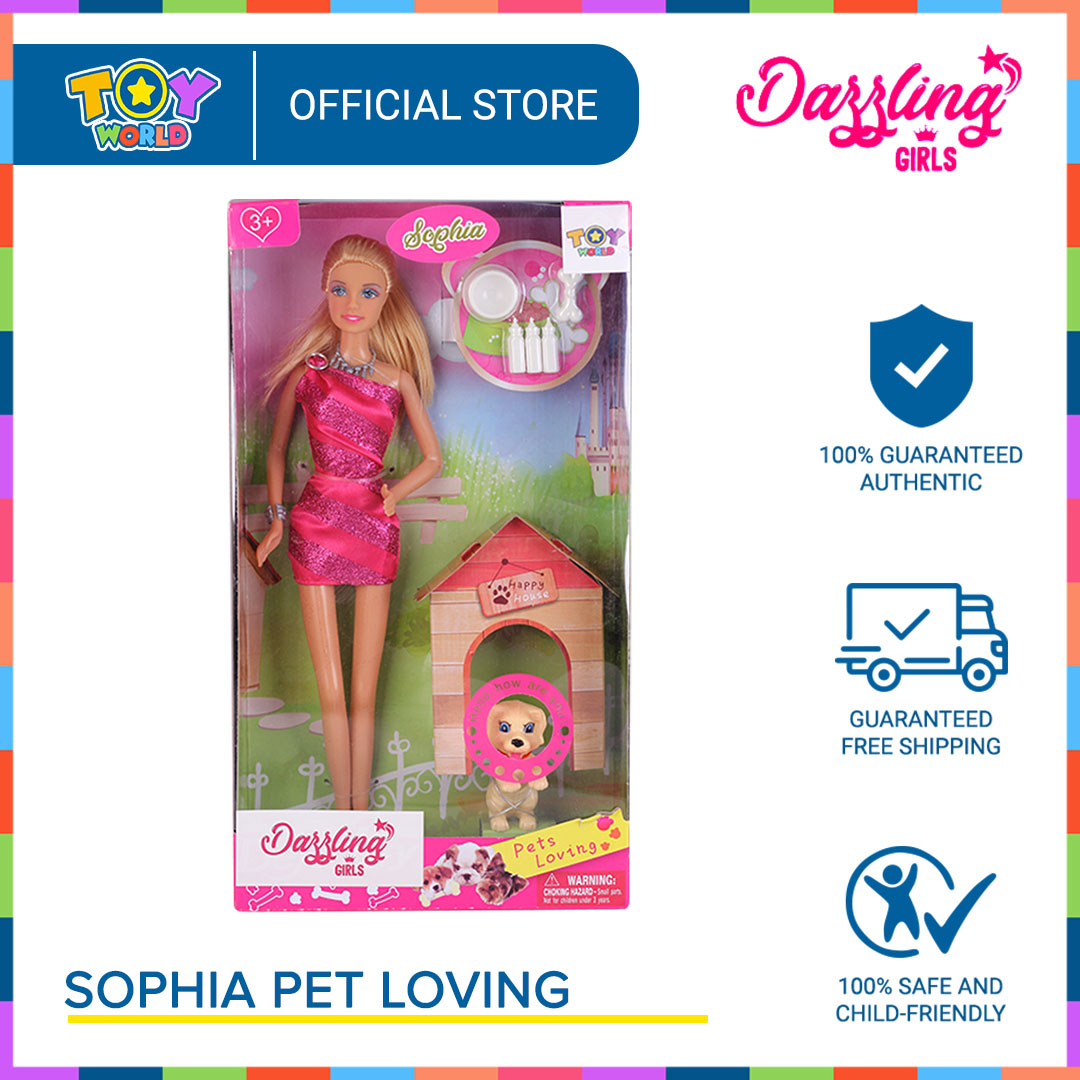 Dazzling Girls Pet Loving Sophia Doggy Daycare Doll in Pink Dress