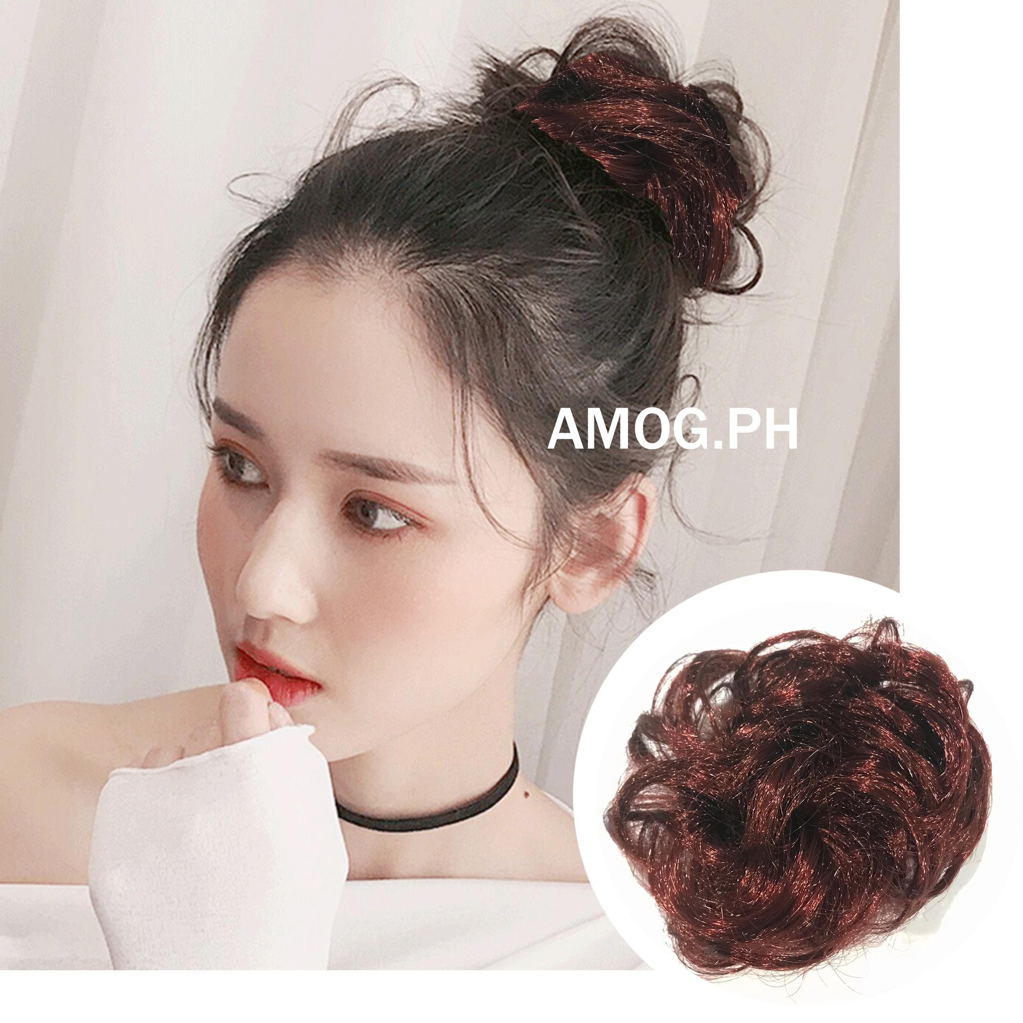 Amog Women Messy Wavy Hair Bun Extension Elastic Hair Tie