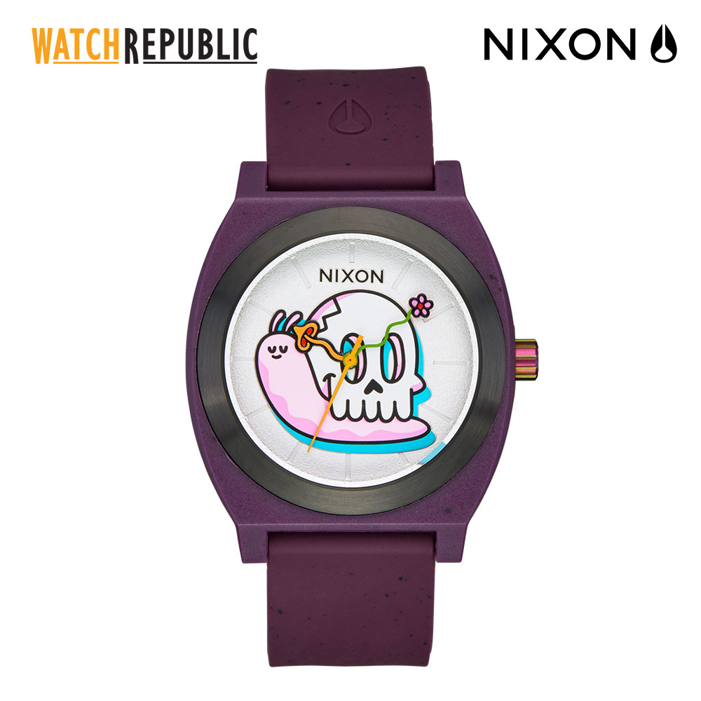 Nixon Time Teller Hannah Eddy Purple Rubber Analog Quartz