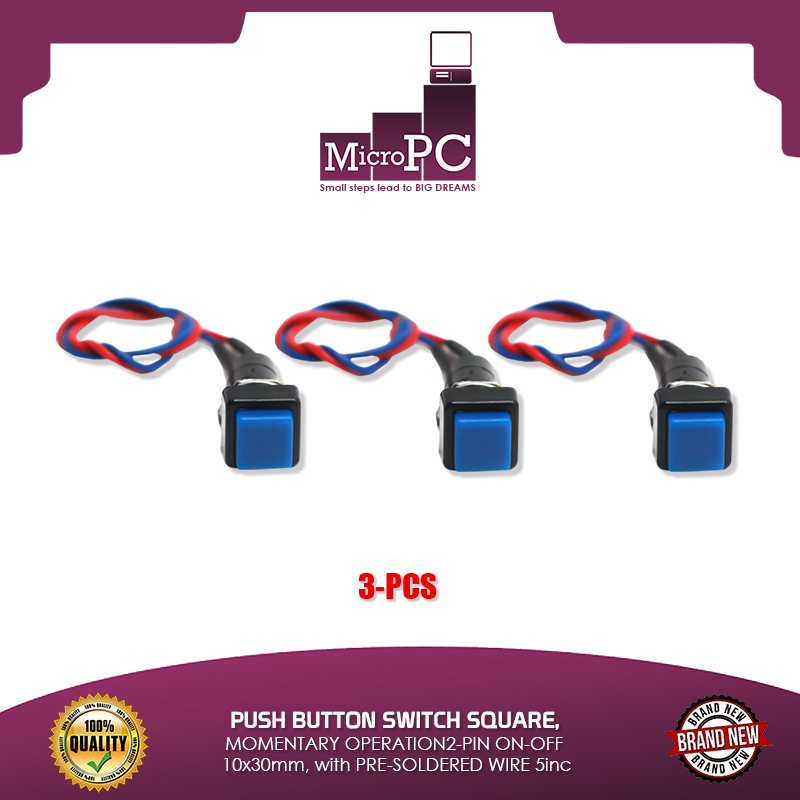 PUSH BUTTON SWITCH SQUARE, MOMENTARY OPERATION 2-PIN ON-OFF 10x30mm ...