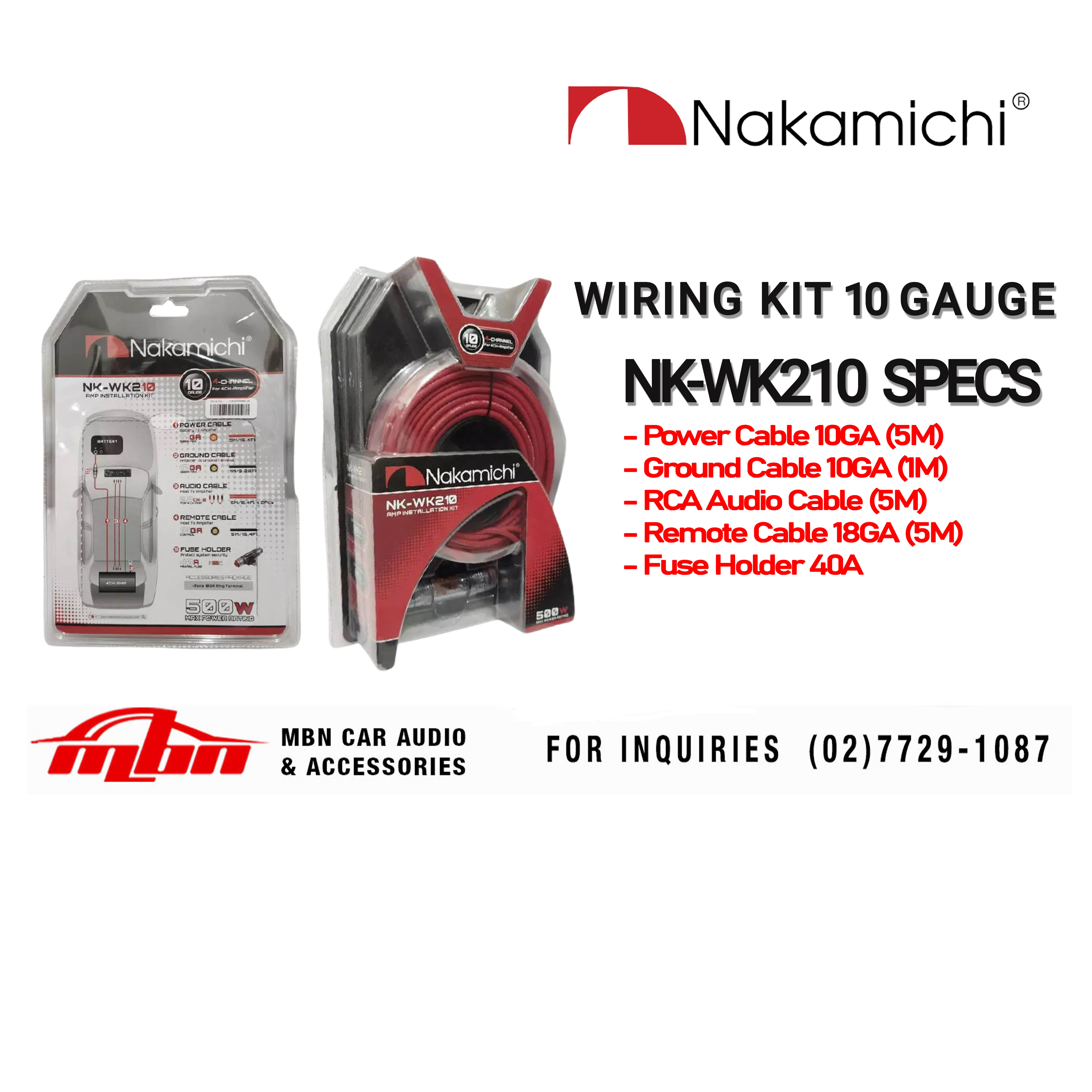 Nakamichi Gauge 4 Wiring Kit NKWK14 Amp Installation Kit 1200w Max