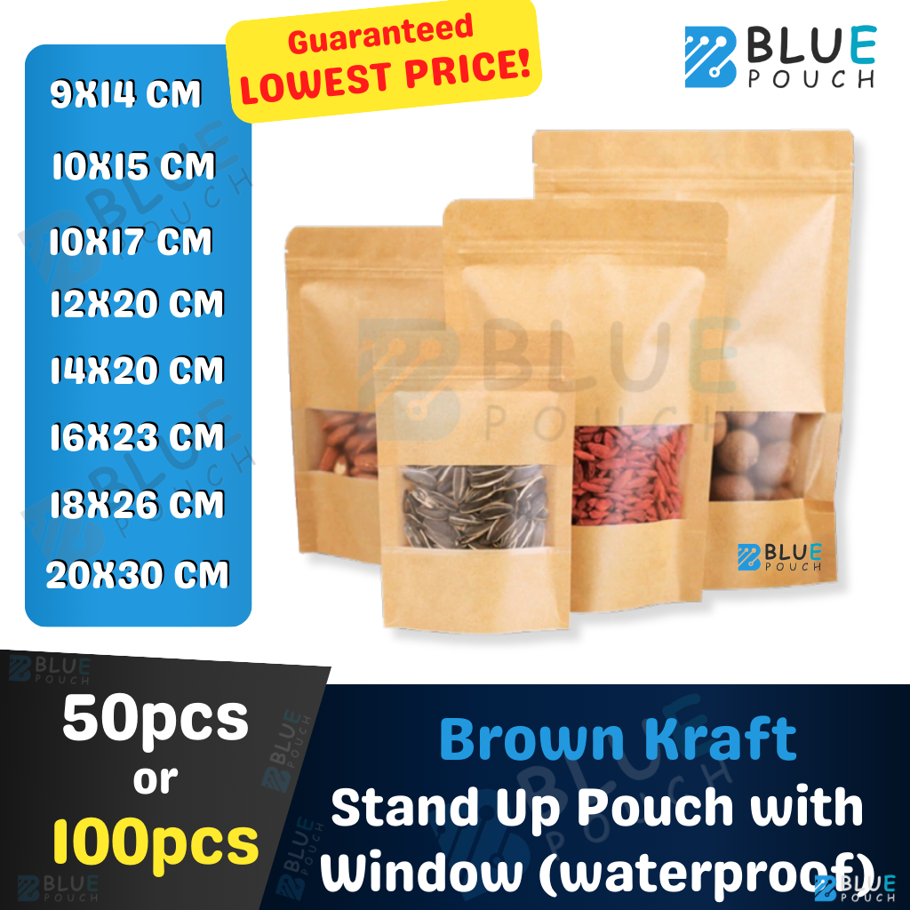 Brown Kraft Stand Up Pouch with Zip Lock Paper Bag Ziplock Plastic