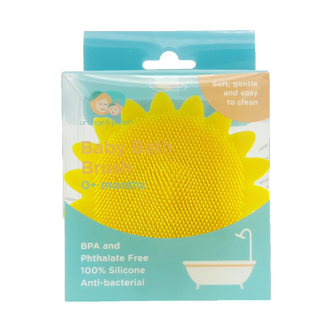 Orange and Peach Silicone Antibacterial Sunflower Bath Brush or Sponge
