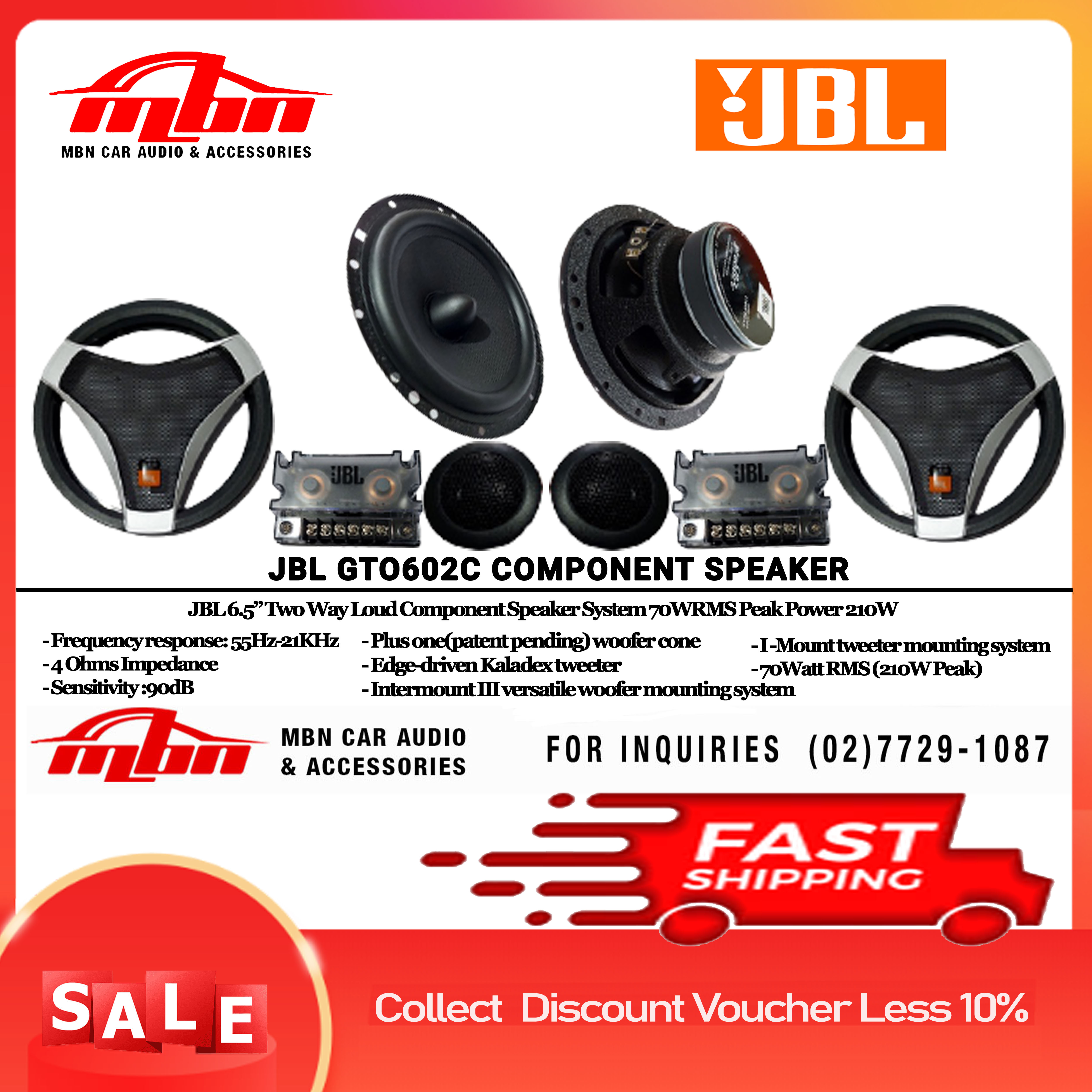 GTO Series JBL Component Speaker System Separates / Coaxial / 6x9 Oval
