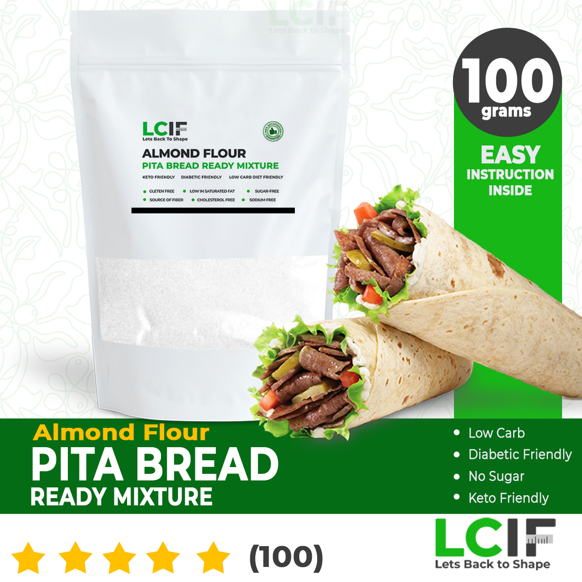 Almond Flour Pita Bread Ready Mixture 100g Low Carb Keto Diabetic