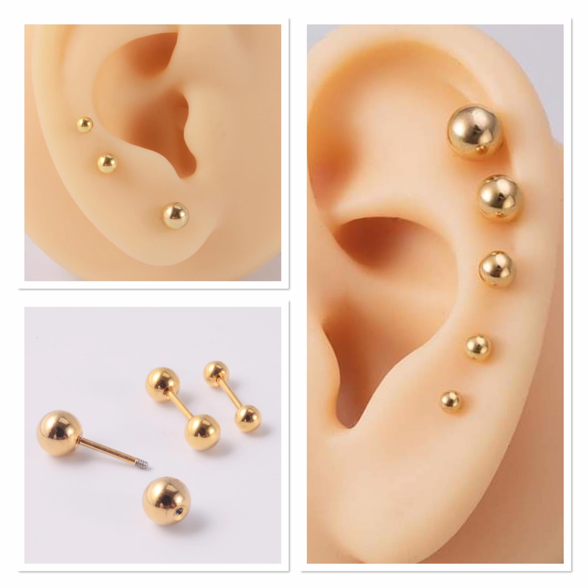 2pairs Stainless Steel Barbell Ear Cartilage Tragus Helix Stud Bar ...