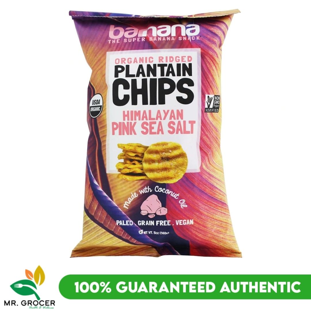 Barnana Organic Ridged Plantain Chips Himalayan Pink Sea Salt 140g