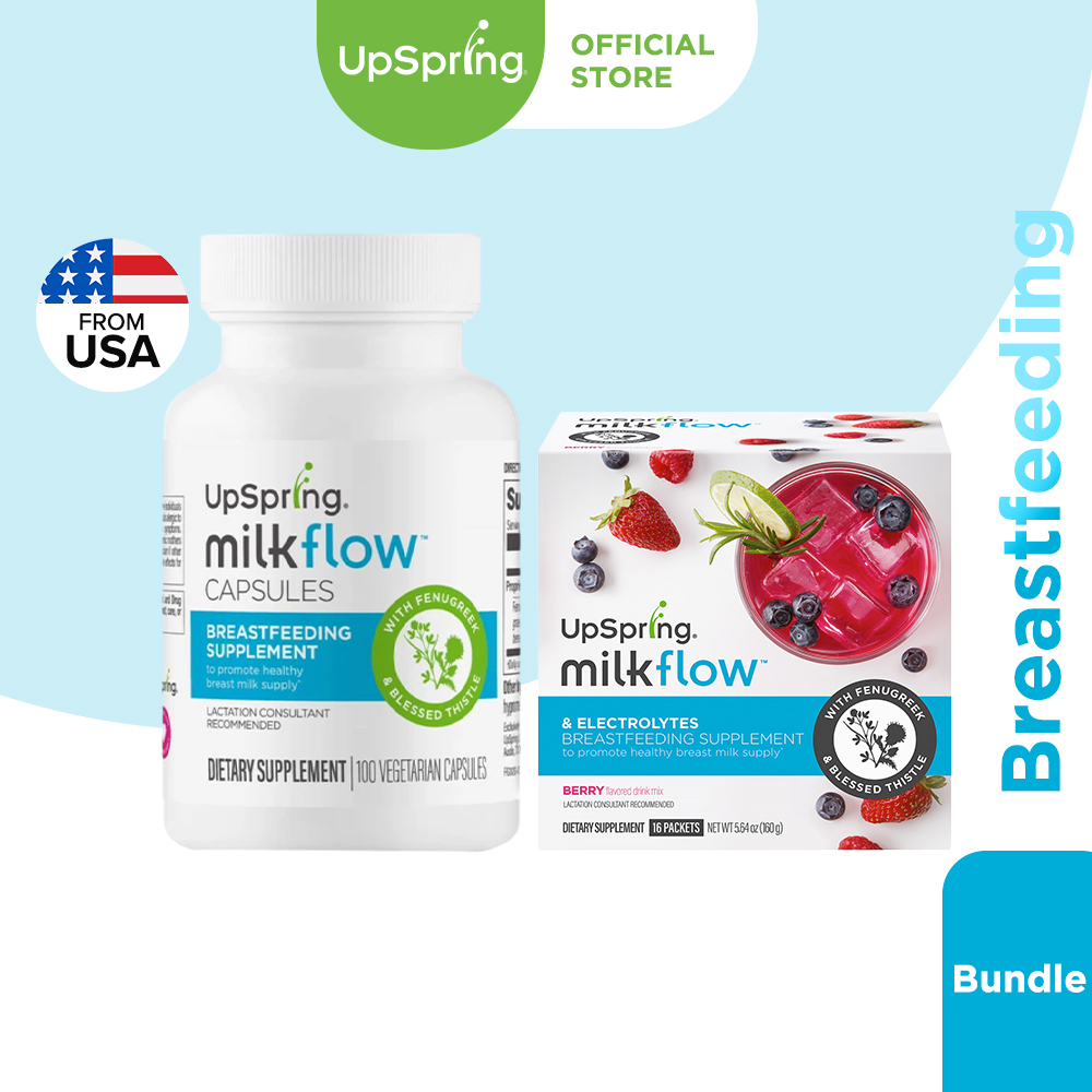Upspring Milk Booster Fenugreek And Blessed Thistle Lactation Supplement  For Breastfeeding (16 Sachets X Berry+ Electrolytes + 100 Capsules) |  Lazada Indonesia