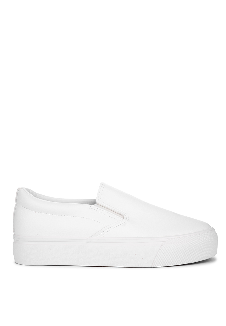 White Synthetic Leather Slip On Sneakers Lazada Ph 4511