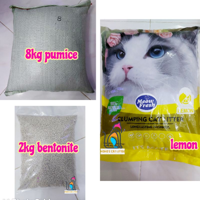 Ships immediately 10kg Pumice Sand Cat Litter and Optional Scented Clumping Bentonite Mix