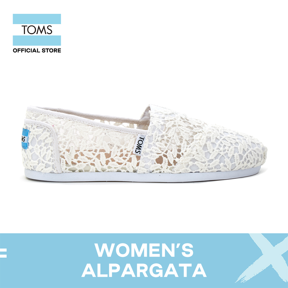 toms women's white lace leaves alpargata flat