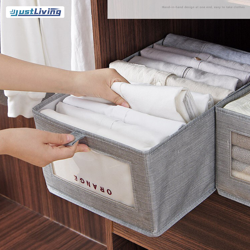 JustLiving Foldable wardrobe Clothing organizer Box Household Non Woven Durable Fabric CabinetsUnderwear Storage Box Space-Saving Drawer Wardrobe Storage Box Finishing Container