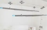 Stainless Steel Double Pole Ceiling Mounted Manual Pulley