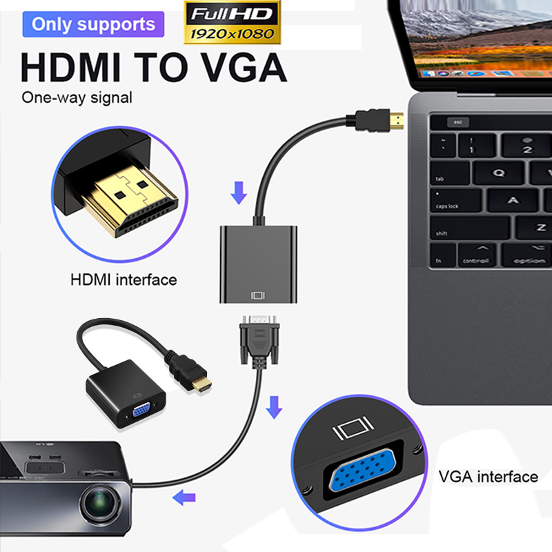 HDMI to VGA Adapter Male to Famale HD 1080P Video Converter Adapter for