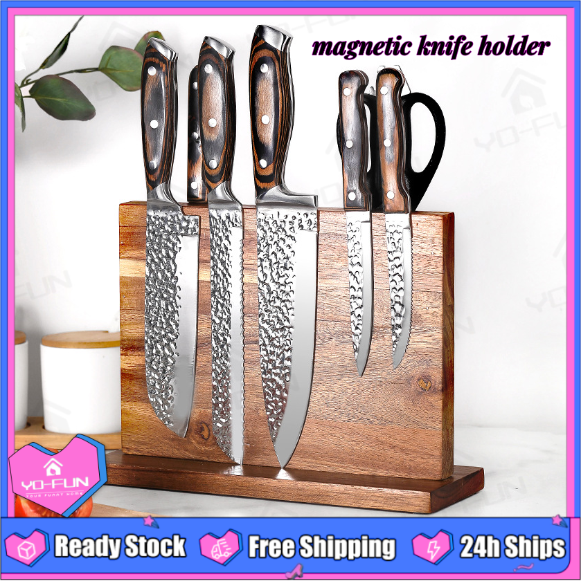 Magnetic Acacia Multi-Function Knife Holder