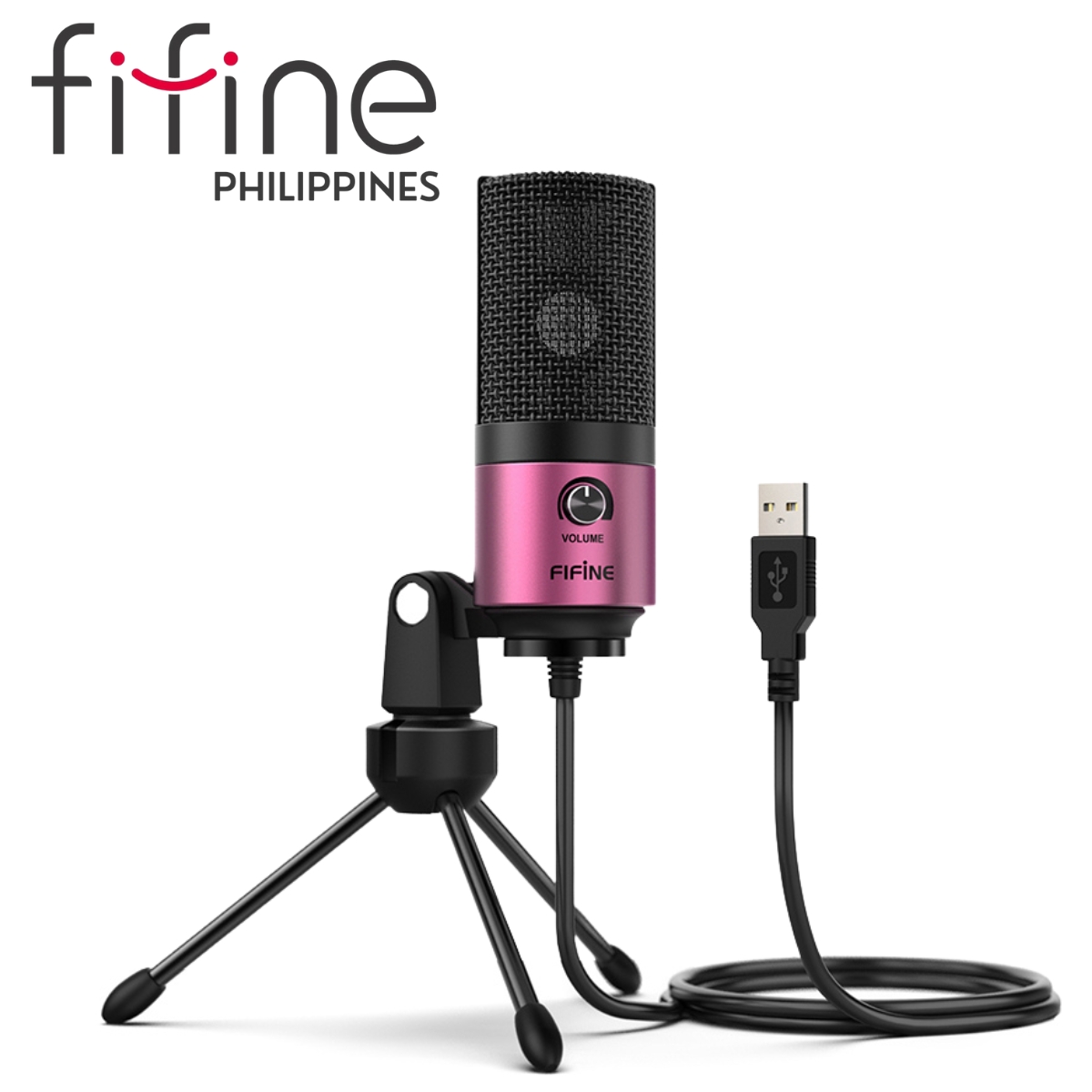 FIFINE TECHNOLOGY K669 USB Microphone with Volume Dial for Podcasting,  Recording on Windows and Mac - Pink