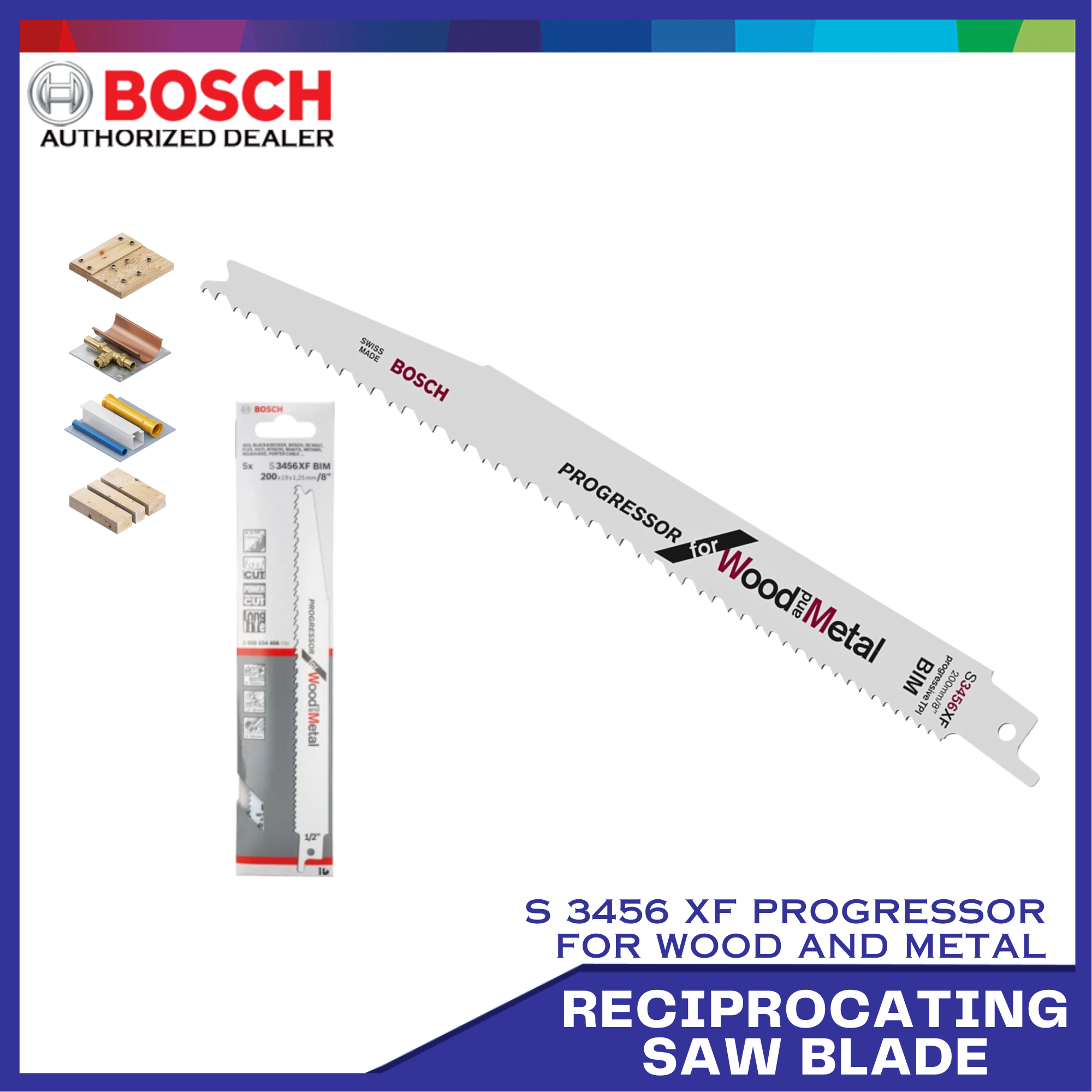 5pcs Bosch S3456XF Progressor For Wood And Metal BiMetal Reciprocating
