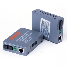 1 Pair HTB-3100 25Km SC 10/100M Fiber Transceiver Single Fiber Converter EU Plug