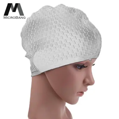 MicroBang Swim Cap Long Hair Swimming Cap Waterproof Silicone Hat for Adult Woman and Men