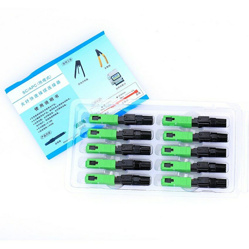 10 PCS SC-APC SC Connector Fiber Optic FTTH Fast Connector SC APC ...