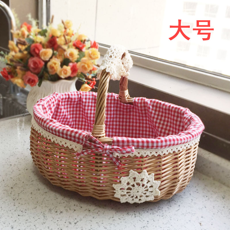 Receive the cane wicker basket laden egg basket hand woven picnic