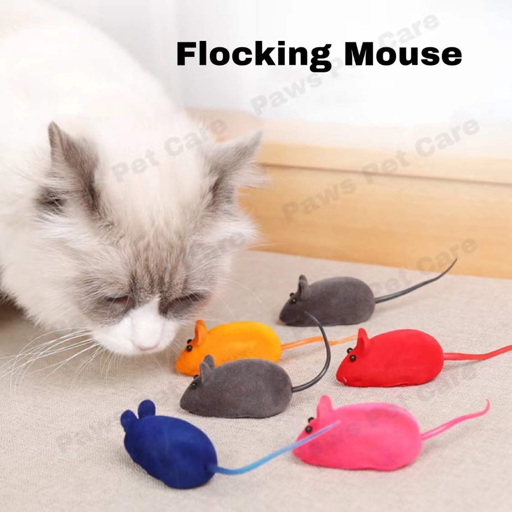 3Pcs/Set Flocking Mouse Cat Toys Rubber Vinyl Mouse Pet Cat Cat