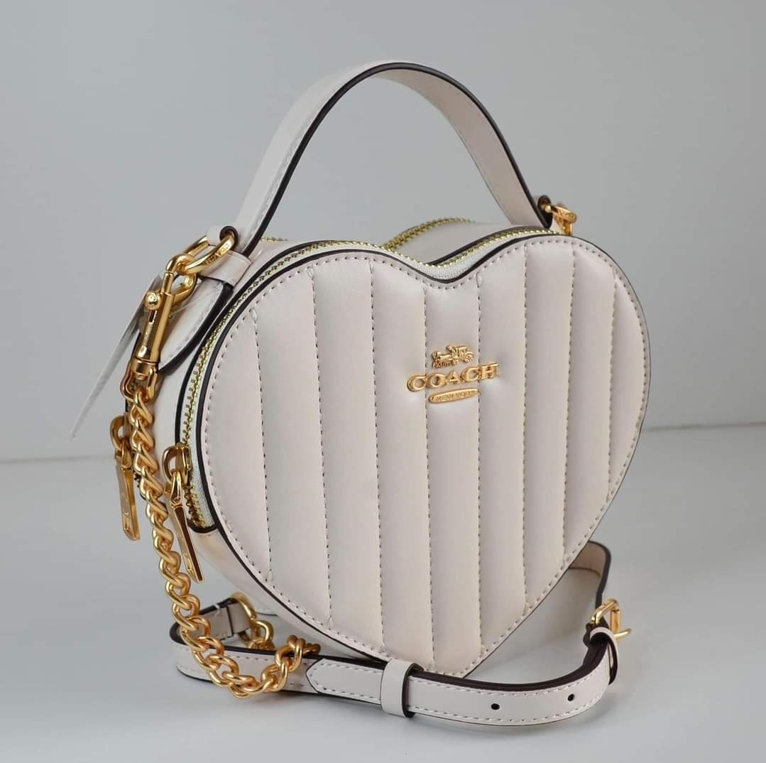 COACH, C5119, Crossbody, Handbag Heart, White Quilting,Leather