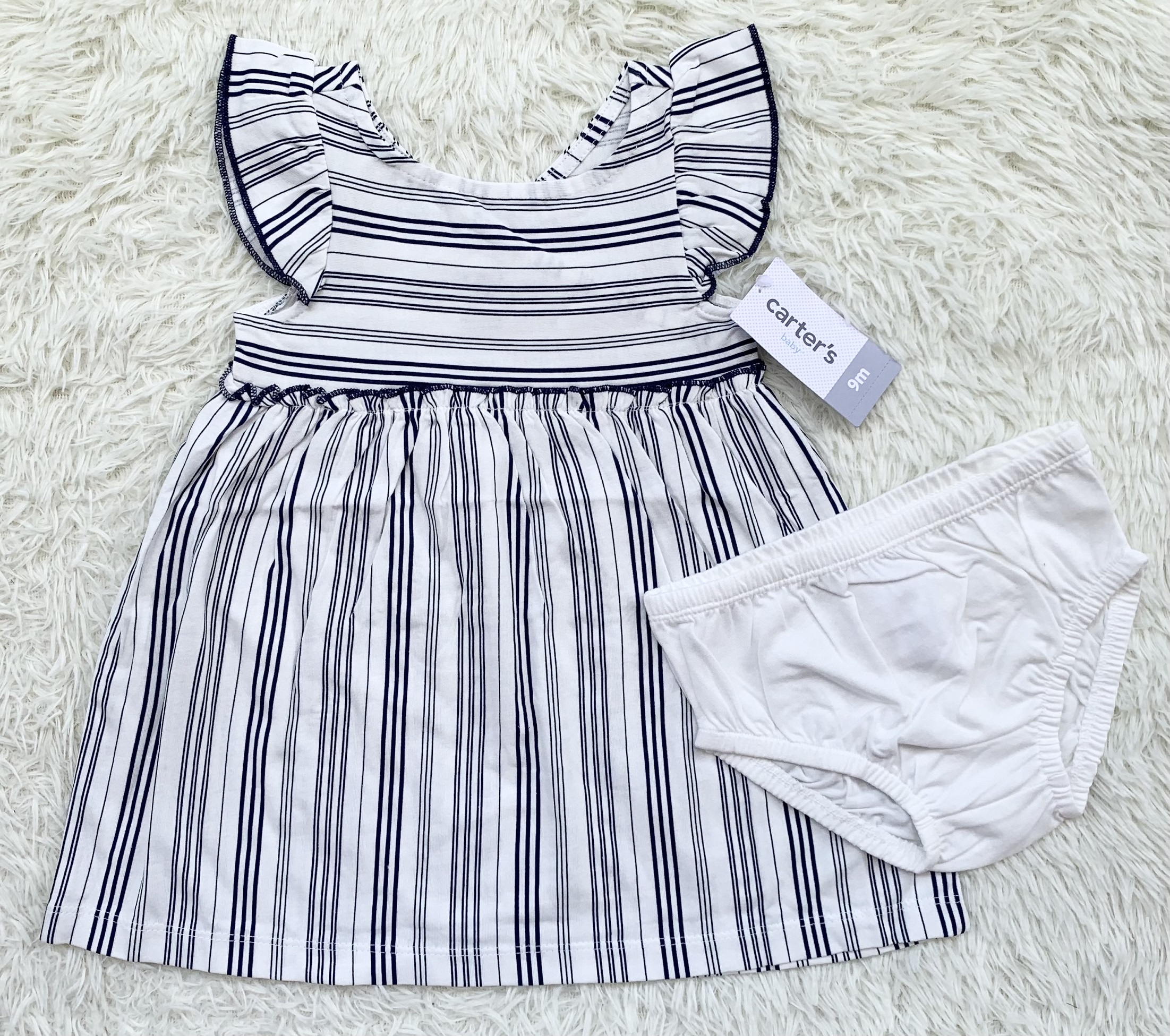 Carter's blue and white best sale striped dress