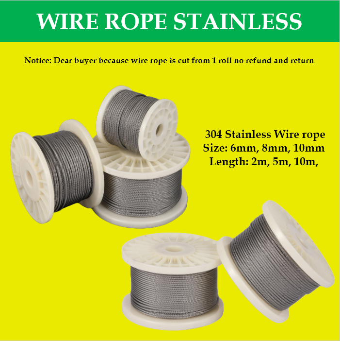 MAGO 2m 5m 10m Dia 1mm12mm 304 Stainless Steel Wire Rope Cable Clip