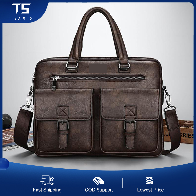 TEAM 5 (Coffee) Highend Men's Business Bag Leather Bag for men