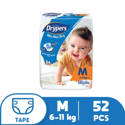 Drypers Wee Wee Dry Jumbo Pack Medium (52 pcs) - Tape Diapers