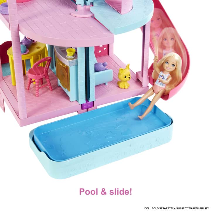 Barbie Chelsea Jogar Casa Transformando Dollhouse Com Slide Piscina Bola  Pit Pet Filhote De Cachorro Gatinho Elevador Acessórios Presente Crianças  Brinquedos - AliExpress