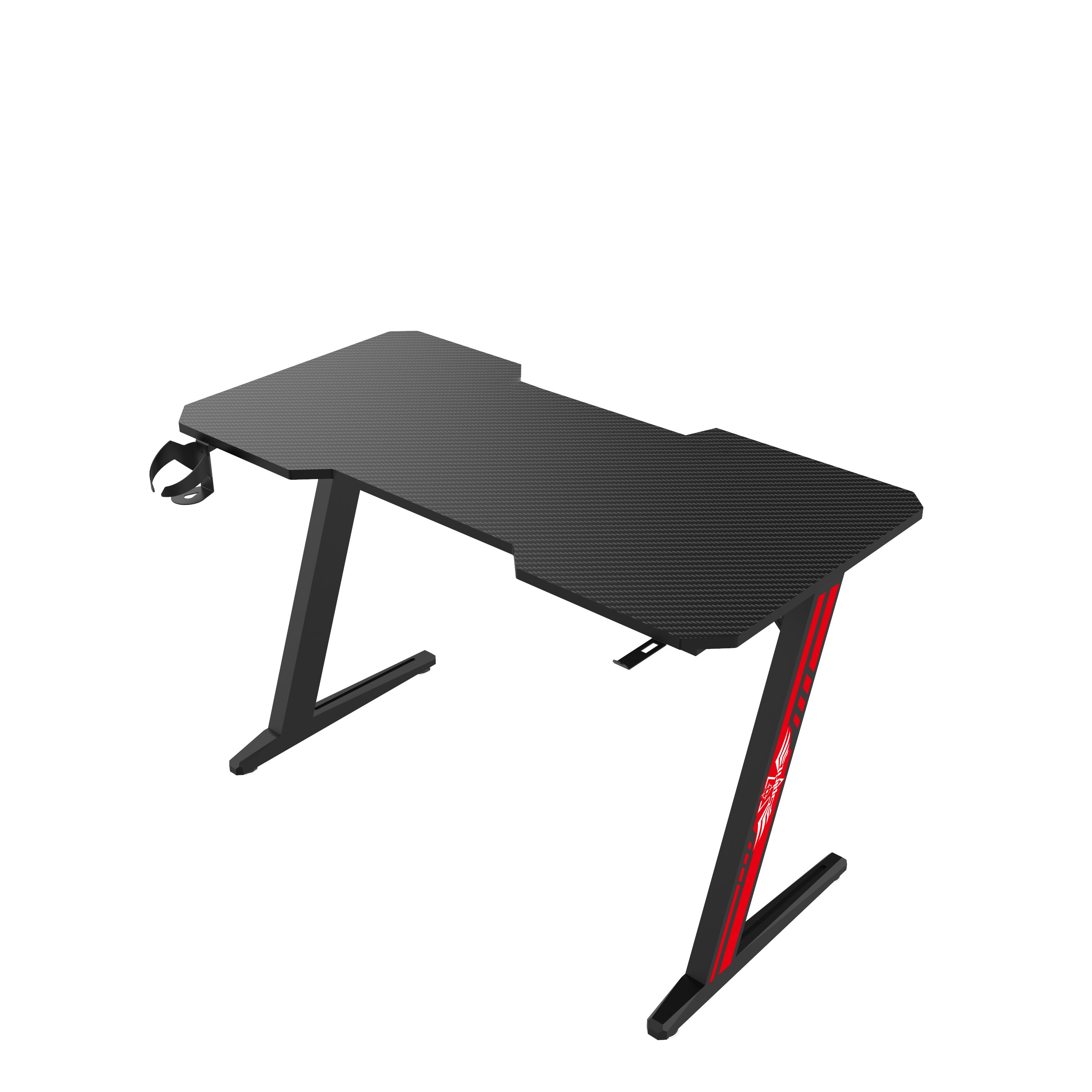 SPIRIT Z-Shaped Black/Pink Home Computer Gaming Desk, Ergonomic Esports ...