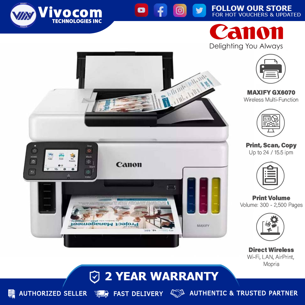 Canon Maxify Gx6070 Easy Refillable Ink Tank Wireless Multi Function Business Printer For High 5916