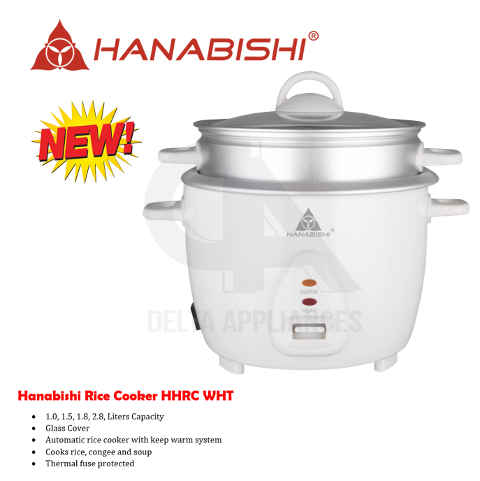 Hanabishi Rice Cooker With Steamer Limited Edition HHRC WHT White
