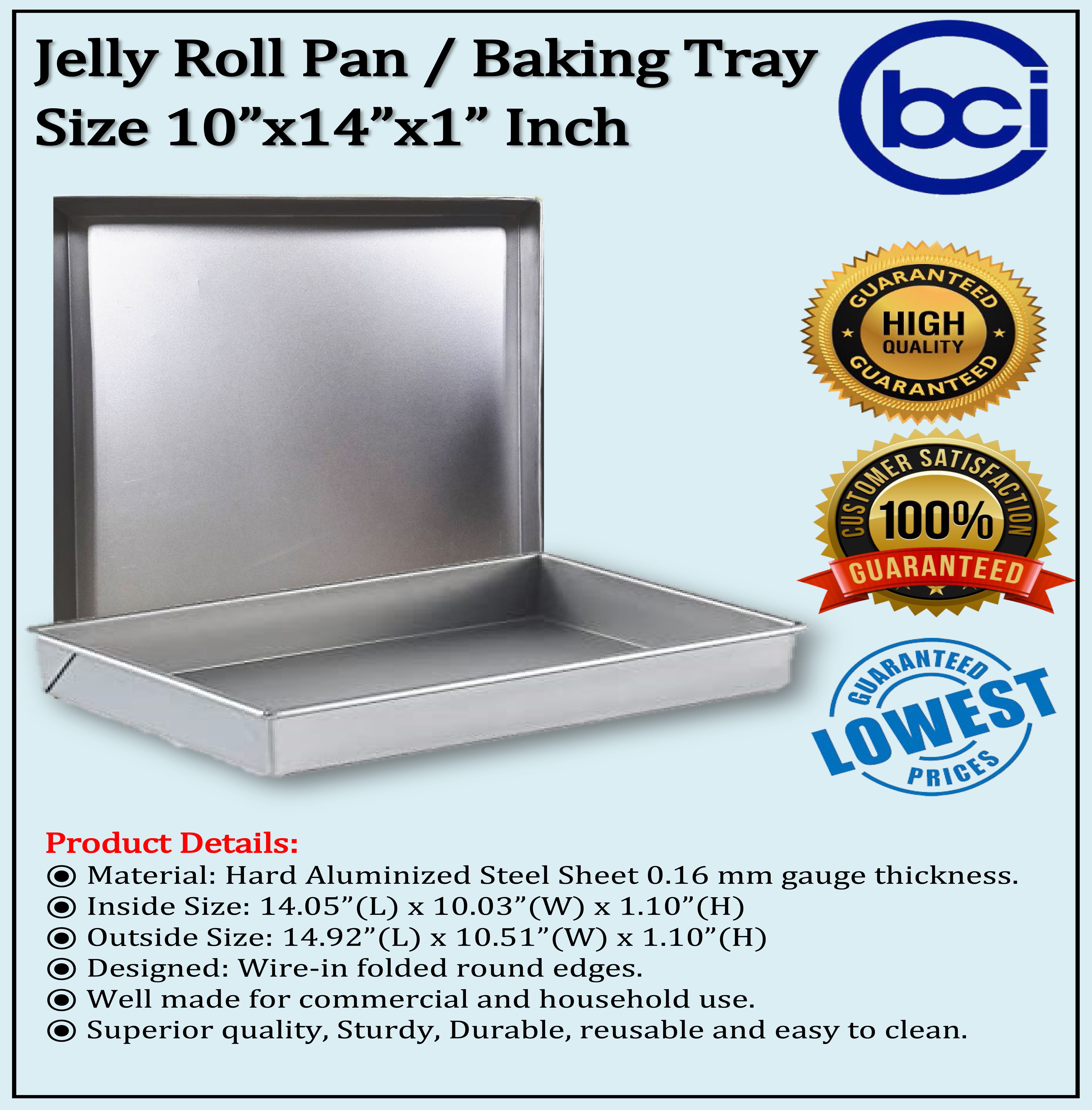 Jelly Roll Pan/Baking Pan Sizes 12x16x1 & 10x14x1 Inch