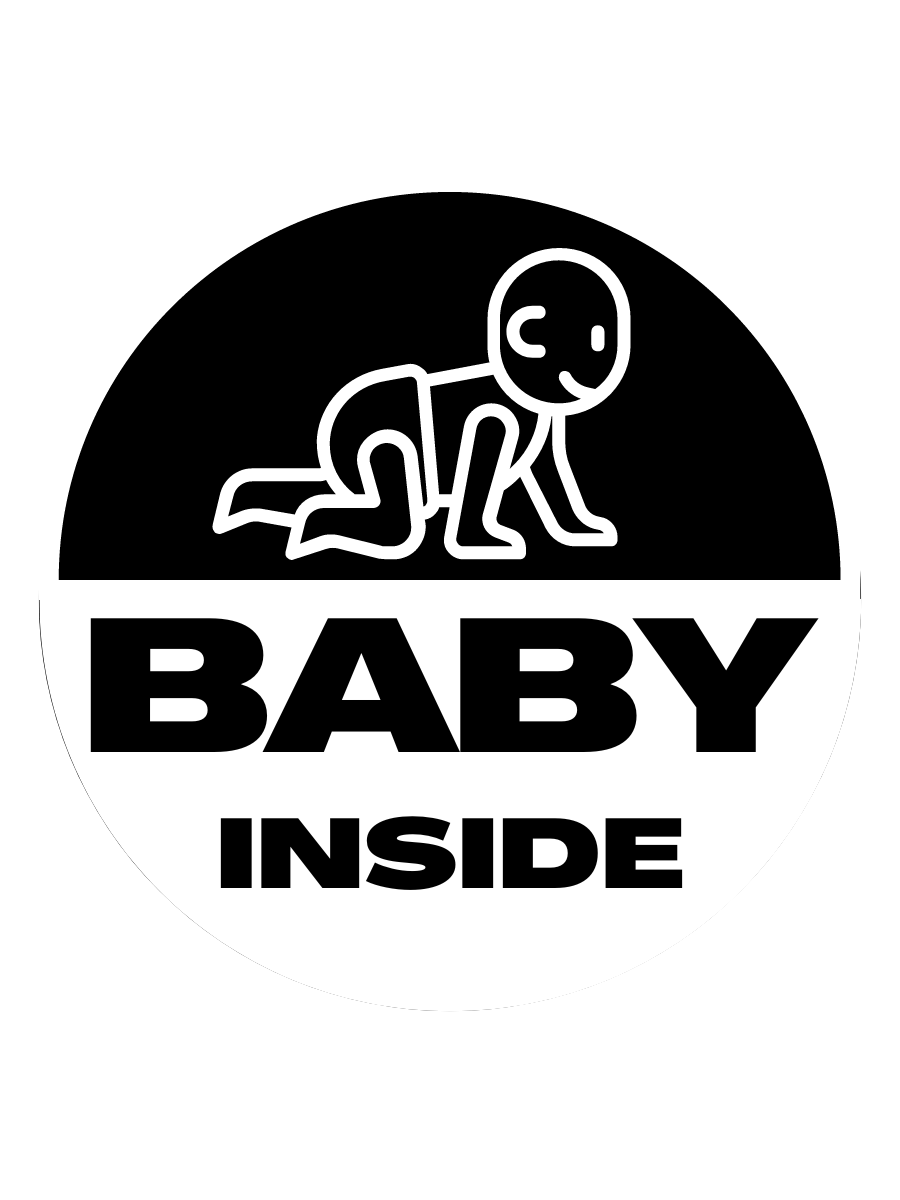 Decal BABY INSIDE 3x3 inches Glossy Vinyl Sticker Emblem Designs