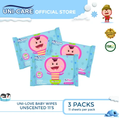 Unilove Unscented Baby Wipes 11's Pack of 3