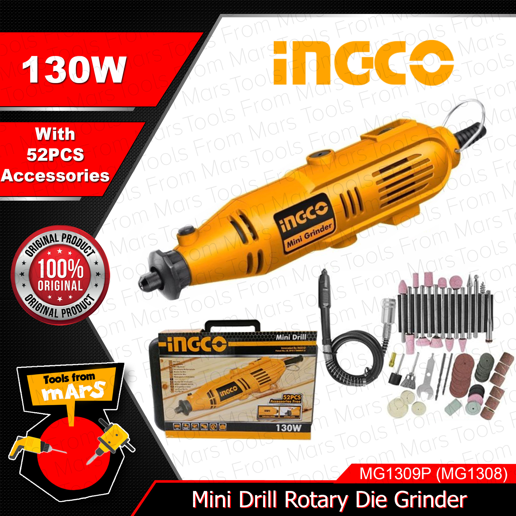 INGCO Variable Mini Drill Rotary Die Grinder ToolKit MG1309P Upgraded