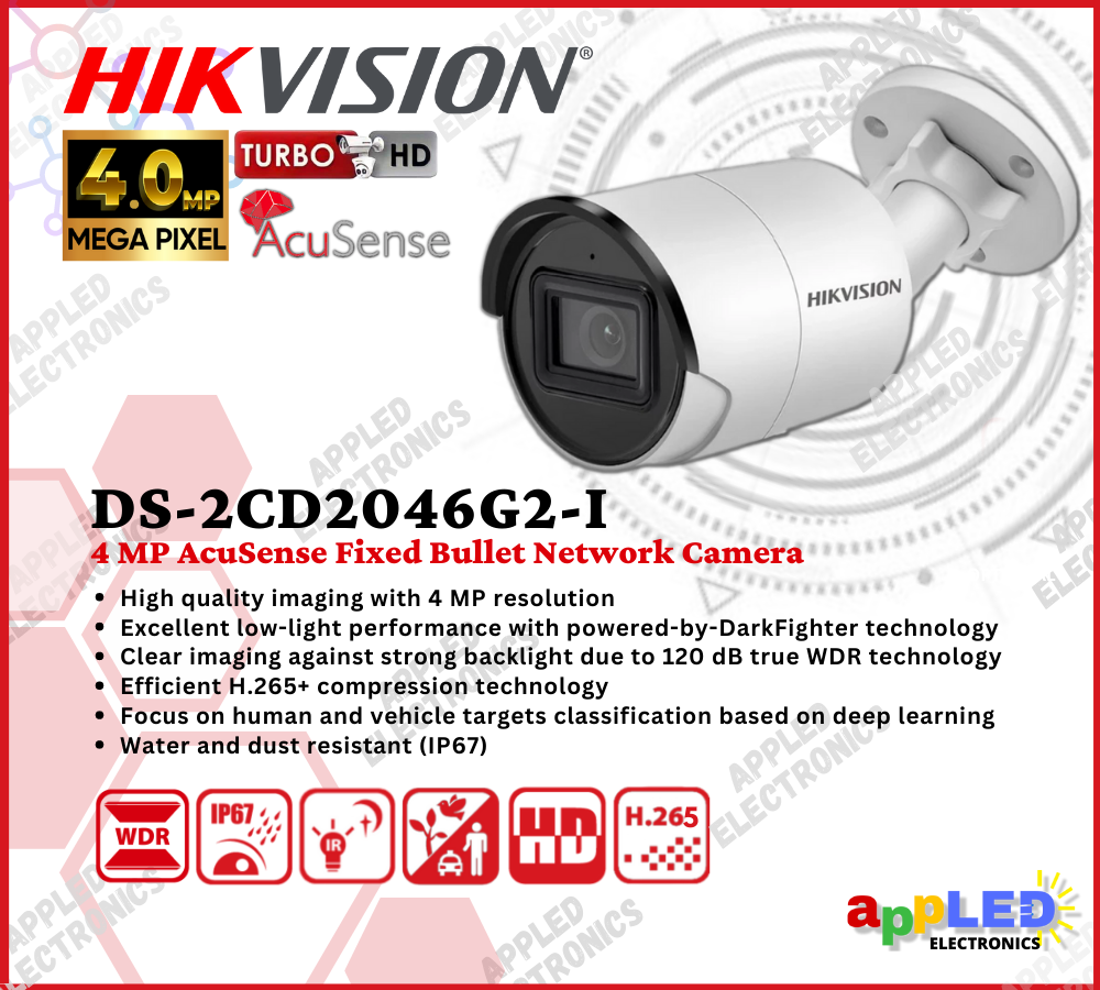 Hikvision DS-2CD2046G2-I 4MP Acusense DarkFighter Bullet IP PoE Network ...