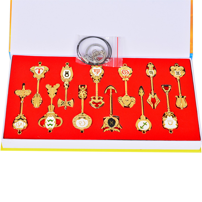 Fairy Tail Pendant Cartoon Keychain Set Anime Peripheral Keys 18 Exquisite Sets Alloy Lucy Starling Key Box Set 3 Matching Sets