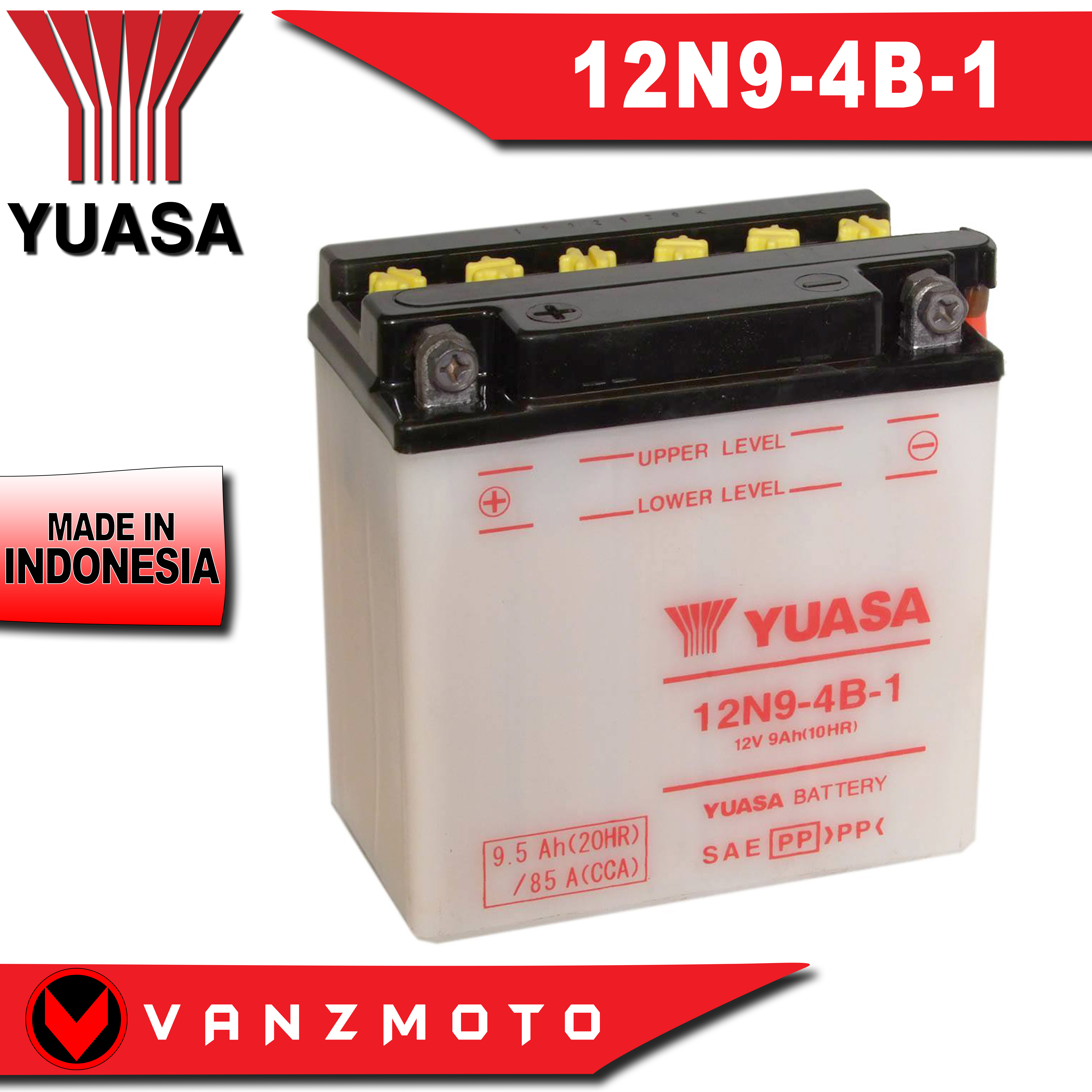 Yuasa 12N9-4B-1 - Batterie Moto 12V 9Ah - Fiable Et Performante Pour Moto Classique