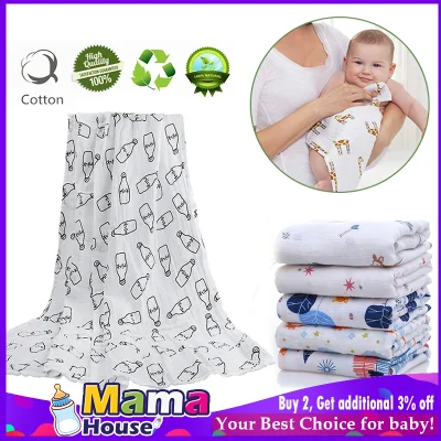 【Local spot】Swaddle Muslin Cotton Blankets Multi-use Newborn Swaddle Muslin Infant Gauze Both Towel Baby Warp