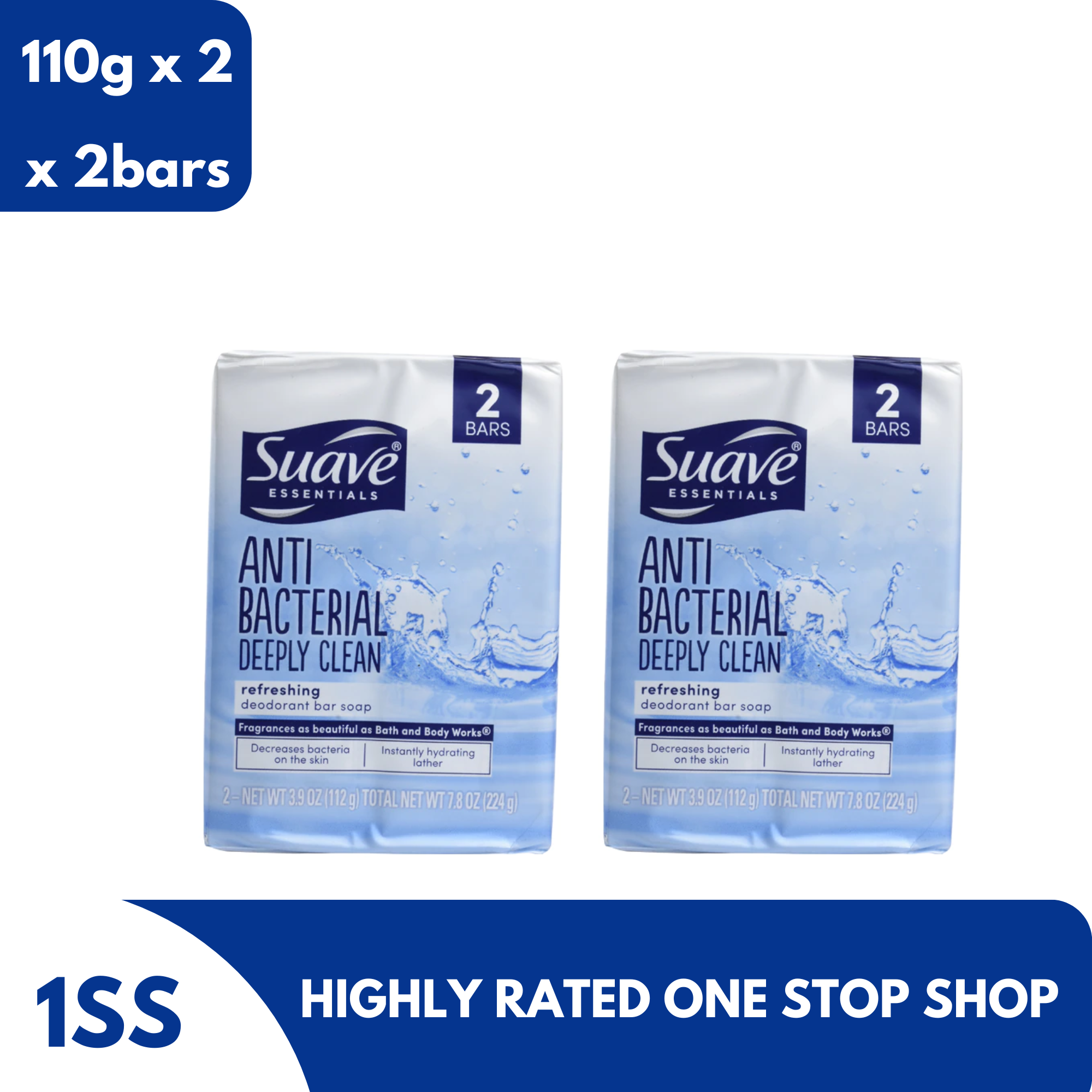 Suave Deeply Clean Antibacterial Soap, 110g x 2 Bars set of 2 Lazada PH
