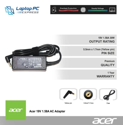 Acer Laptop Charger 19V 1.58A for Aspire One AOA150-1570 ZG5 A110 A110X AOA110 AOA150 UMPC 5.5mm*1.7mm